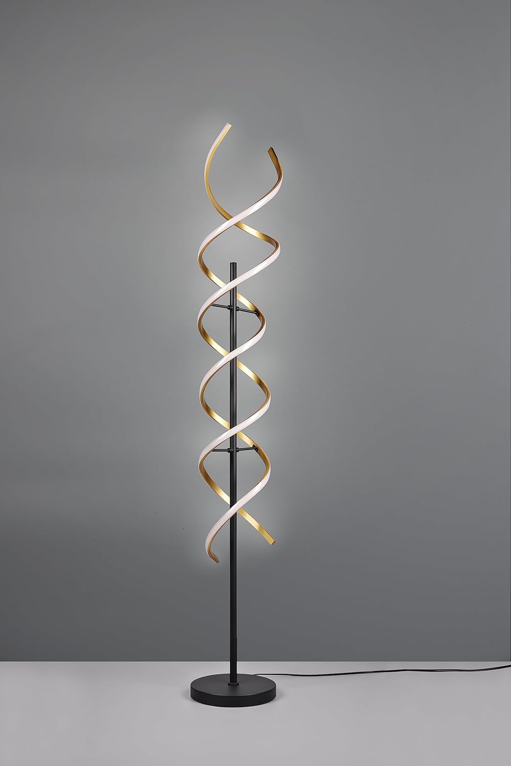 Trio, Lampadaire, Sequence incl. 1 x LED,SMD,32,0 Watt,2300+3000+4000K,4000 Lm. Plastique, Blanc, Corps: Aluminium, Laiton mat
