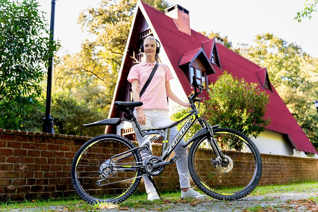 Chillaxx Falcon VTT de 24, 26, 27,5 et 29″, pour garçons, filles, femmes et hommes, frein à disque, dérailleur à 21 vitesses, suspension complète