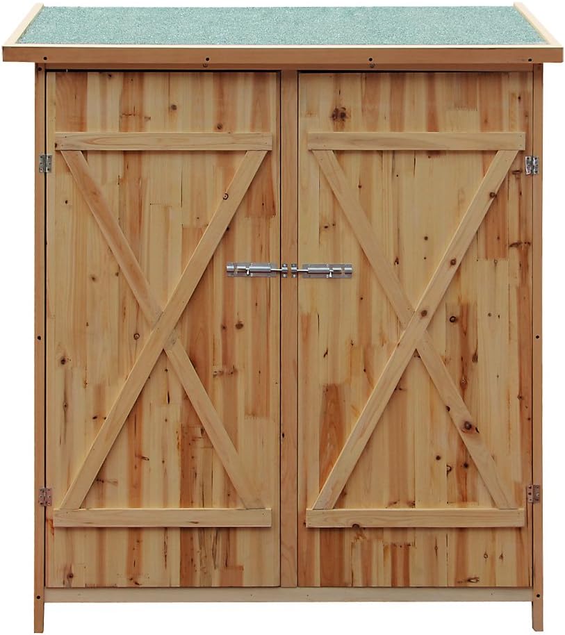 Wiltec Abri de Jardin XXL – 1380 x 655 x 1600 mm – en Bois – avec Toit en Bitume et 2 Portes – Cabane Remise pour Rangement Outils pour Jardin, Terrasse & Balcon