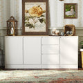 DEZAGCE Meuble de rangement à 3 portes et 3 tiroirs, buffet, buffet avec étagères, commode, armoire de stockage multifonctionnelle, pour salon, cuisine, couloir, 80 x 180 x 35 cm, MDF, blanc