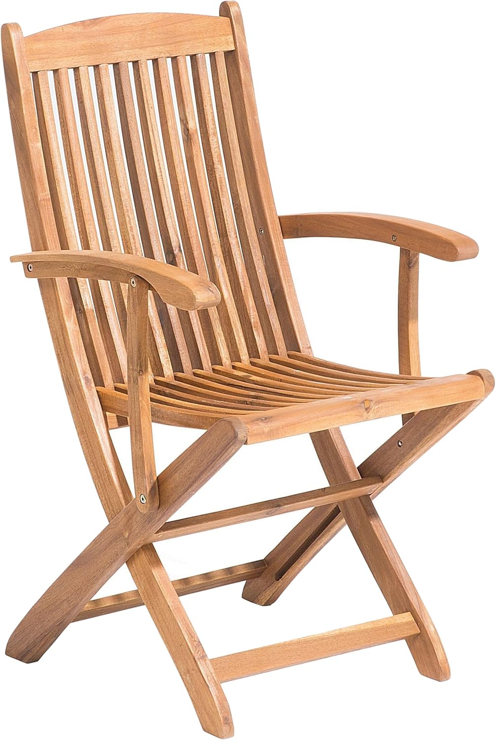 Lot de 2 Chaises de Jardin - Pliantes, en Bois d'Acacia Naturel