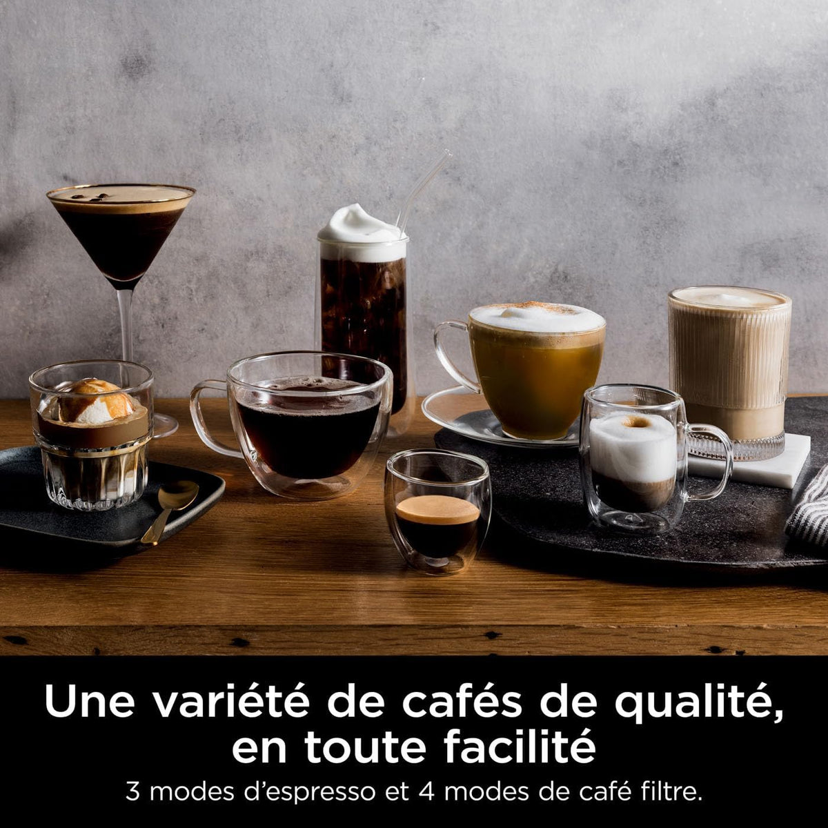 Ninja Machine à café Luxe Premier 3-en-1, Latte, Cappuccino, Infusion à froid et Espresso avec broyeur à grains et mousseur à lait intégrés, facile à utiliser, 4 préréglages mousse, argent, ES601EU