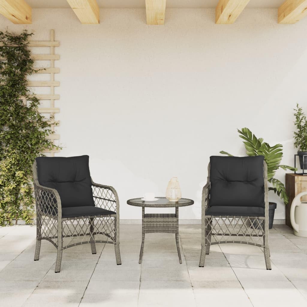 ShGaxin Chaises de jardin avec coussins 2 pièces grises en polyrotin, chaises de jardin, chaises d'extérieur, chaises pour table de jardin, 365155
