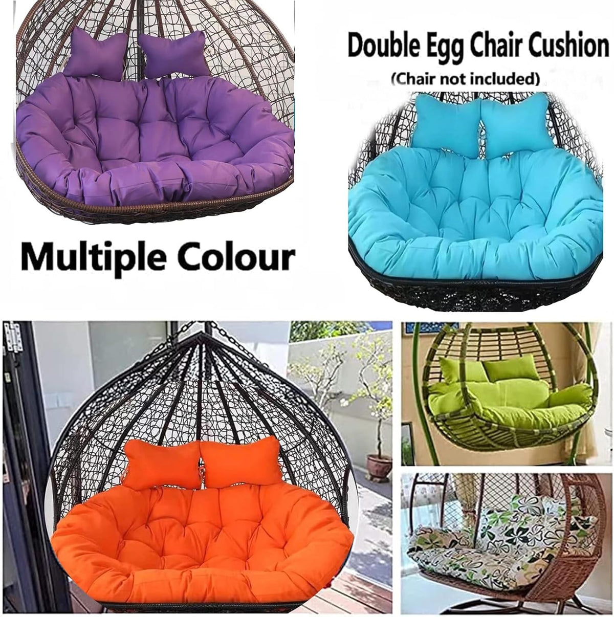 Fauteuil suspendu d'extérieur avec double panier Design 2 places Kaki 170 x 120 cm
