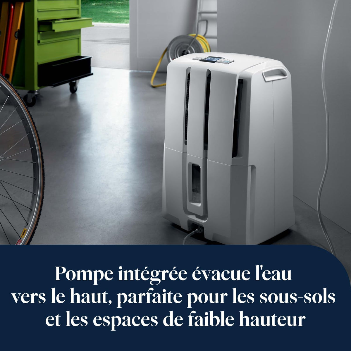 De’Longhi Tasciugo AriaDry - Déshumidificateur Portable pour la Maison, Élimination Humidité 30L/24h, Séchage, Anti-Moisissure, Pompe drainage 5m, Silencieux, Ecran LCD, Minuteur, Blanc (DD230P)