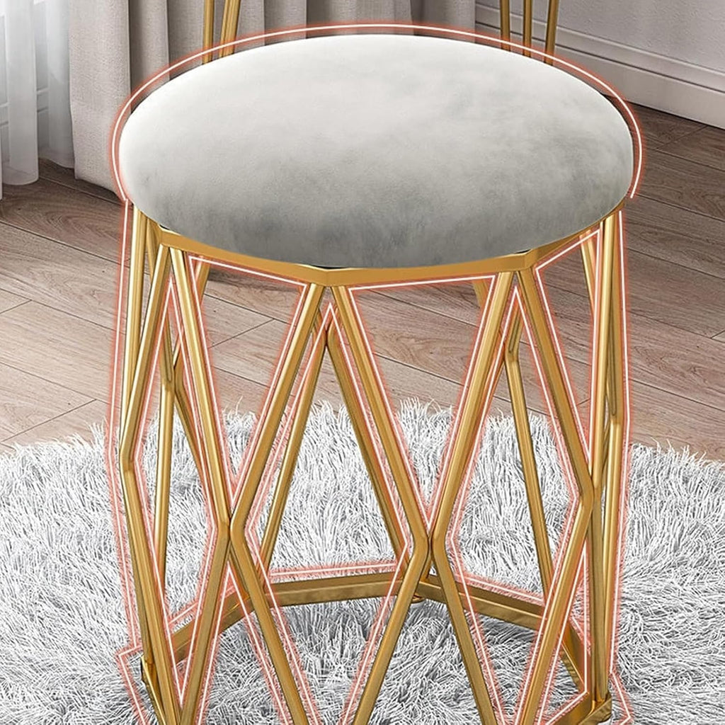 Tabouret de maquillage moderne en fer rembourré avec rembourrage en éponge - Banc à chaussures polyvalent pour chambre à coucher et salon - Élégant siège de coiffeuse pour décoration d'intérieur