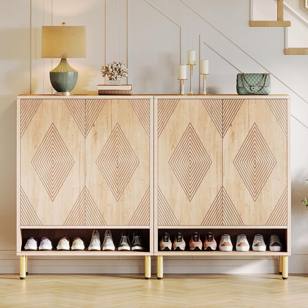 Tribesigns Meuble à chaussures à 7 niveaux, commode à chaussures avec 2 portes, meuble à chaussures de style ferme de 24 paires avec étagères réglables, étagère en bois pour l'entrée, couloir, salon