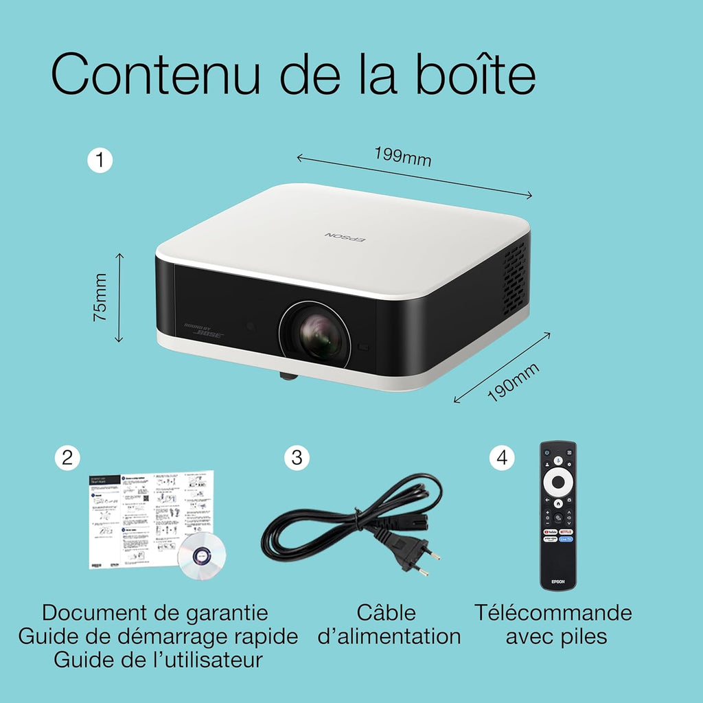 Lifestudio Pop EF-61W Blanc Diamant, Projecteur portatif Smart, Google TV, Full HD, Utilisation en intérieur/extérieur, Garantie de 5 Ans*