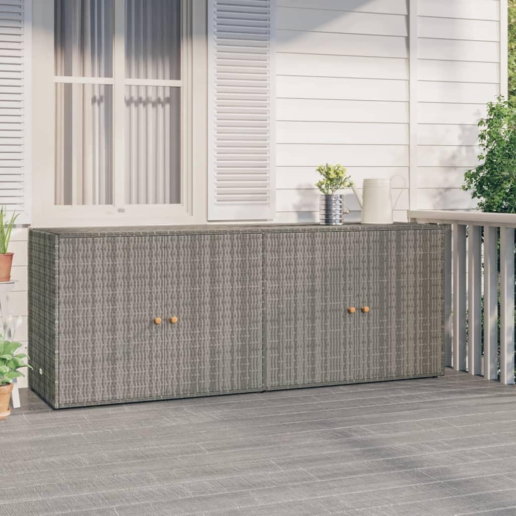 vidaXL Armoire de rangement en résine tressée pour jardin - Gris 198x55,5x80 cm