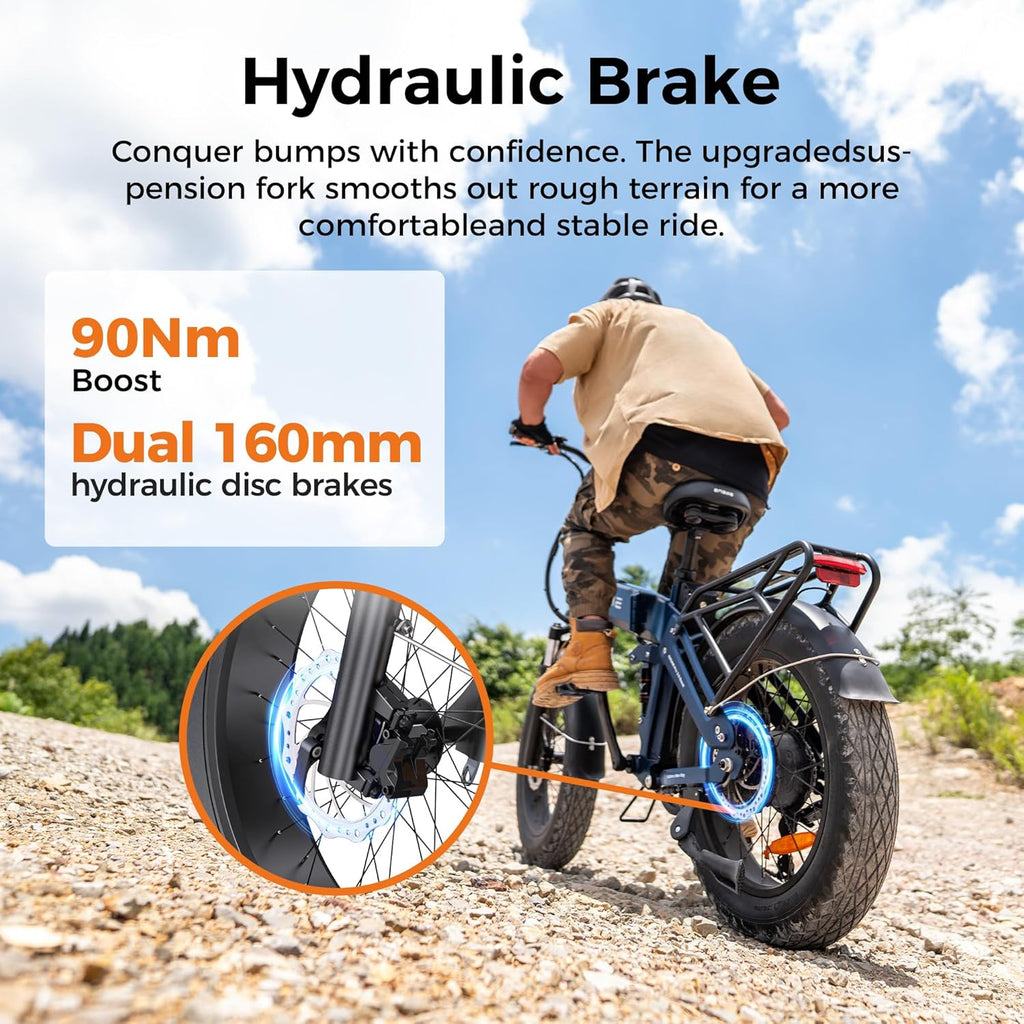 ENGWE E Bike Vélo Pliable, Batterie 48 V 15 Ah Jusqu'À 130 km, Capteur De Couple Et Conception Pliable avec Freins Hydrauliques Et Application pour Tous Les Terrains, Engine Pro 3.0 Boost