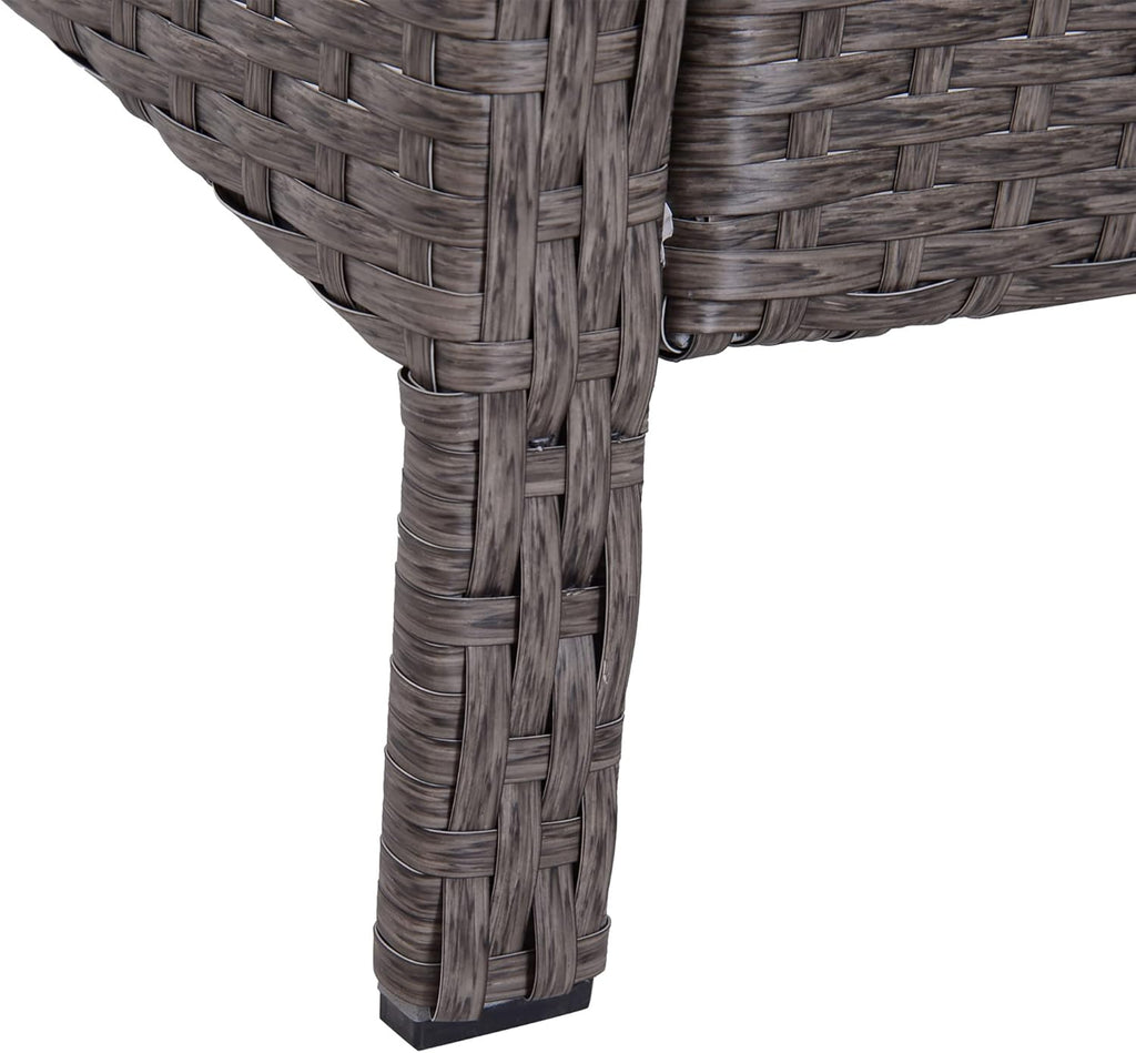 Outsunny Lot de 2 fauteuils de Jardin Grand Confort Repose-Pied Table Basse résine tressée Imitation rotin Coussins Gris