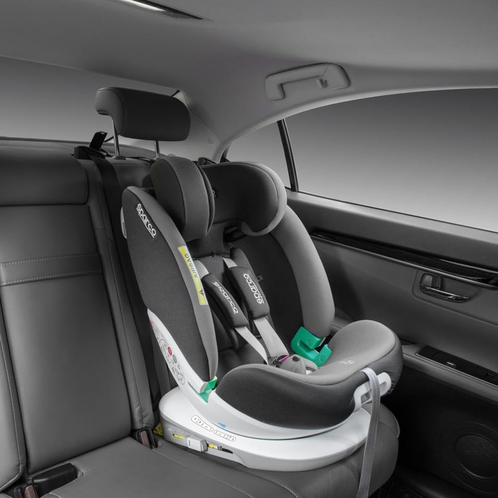 Siège Auto Bébé Enfant Sparco Isofix Rotatif 360° i-Size 40–150cm – ECE R129/03 – Réducteur Inclus – Sécurité Maximale et Confort – Installation Face/Dos Route
