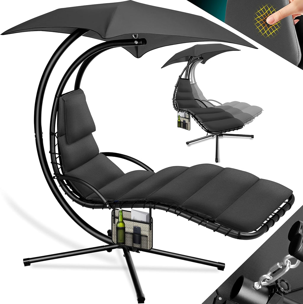 KESSER Chaise Longue Flottante avec Parasol | Suspendue | de Relaxation | à Bascule | Hamac | Poids Maximal de 120 kg