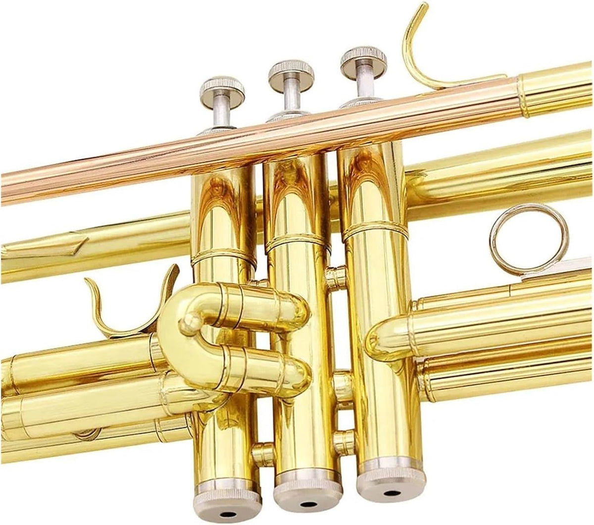 Trompette professionnelle Trompette de musique professionnelle Bb B tube en cuivre plat instrument à vent avec embout et boîte de sangle(Color:3/4)