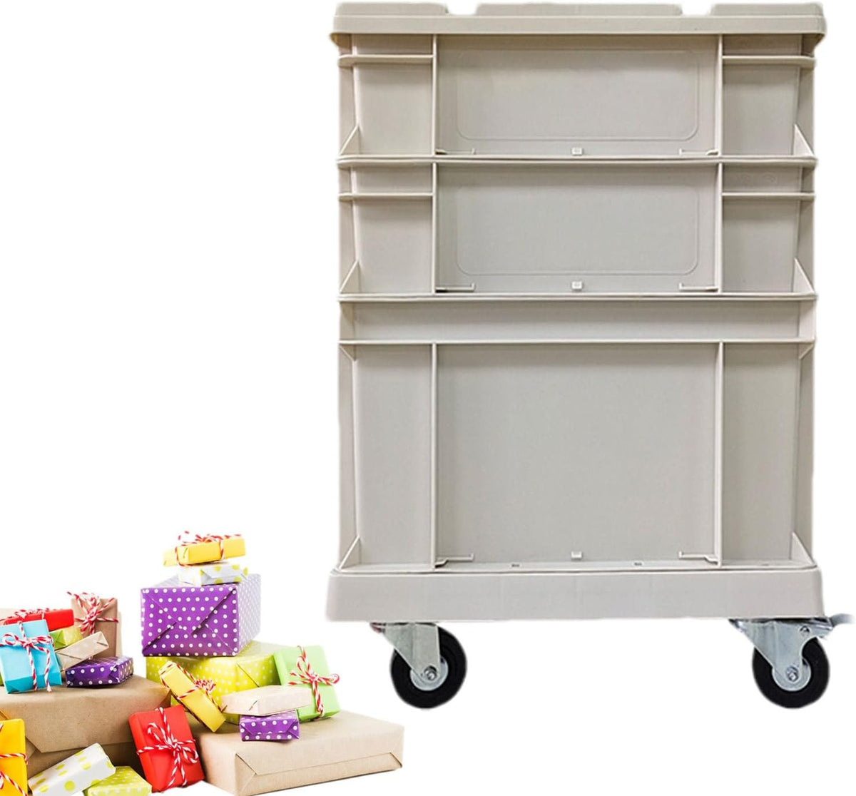 Generico Boîte De Rangement Avec Roues,Conteneurs Empilables De Grande Capacité | Paniers Organisateurs avec Couvercles et Roues,pour Maison Bureau Extérieur Camping Garage Grenier Emballage