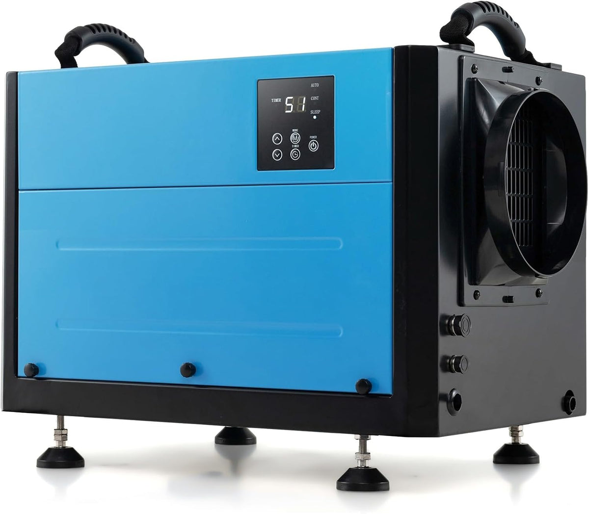 RELAX4LIFE Déshumidificateur Commercial 59L/J, Déshumidificateur Électrique avec Minuterie 24H et Mode Silencieux, Dégivrage Automatique, Tuyau de Drainage pour Maison Cave (59L/J,Bleu)