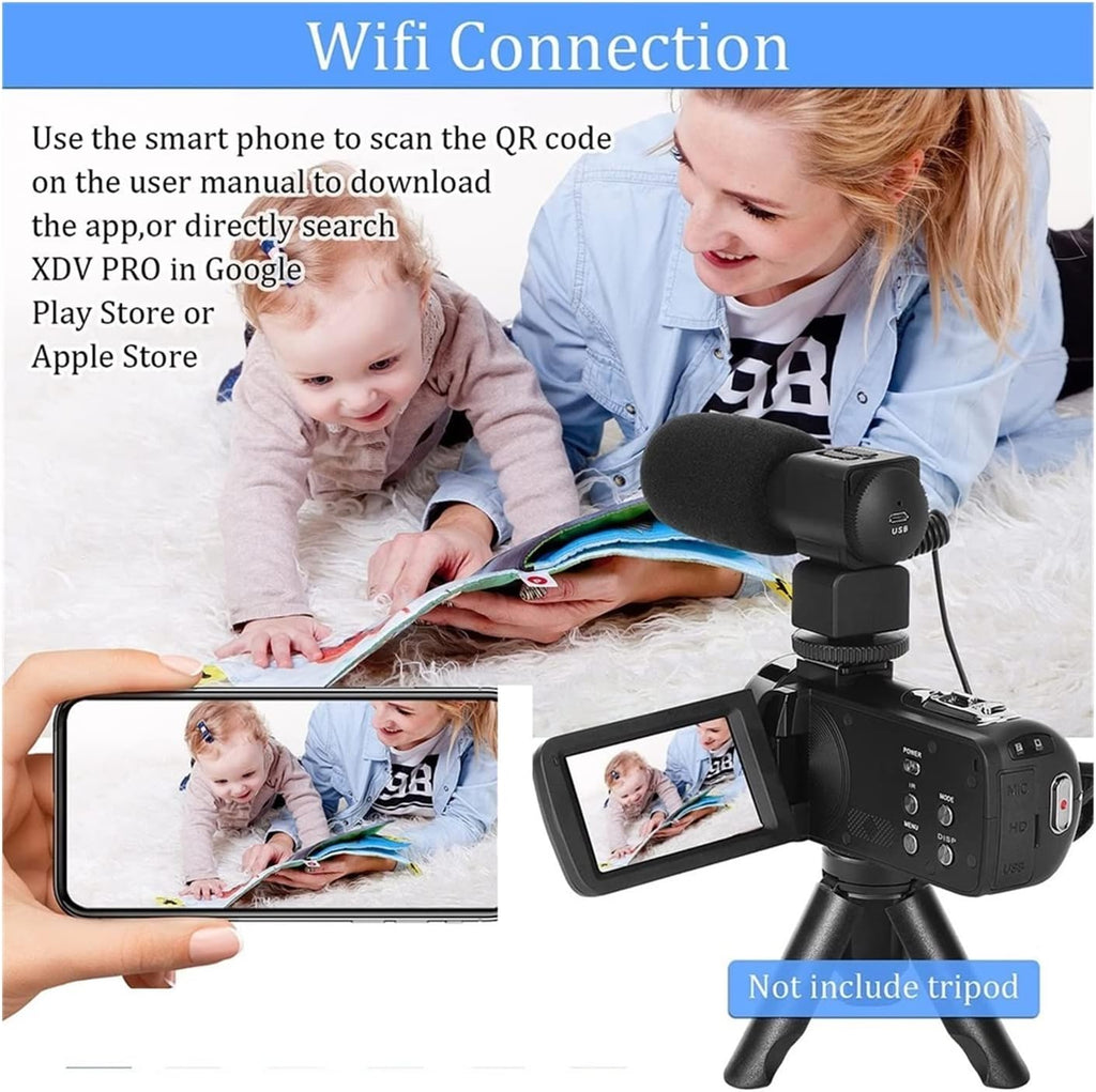LBNVBC Caméra vidéo numérique Professionnel 4K caméscope Fill Light Vlogging Kit for Le Streaming avec 16X Zoom Photographie(32G SD Card,with Light)