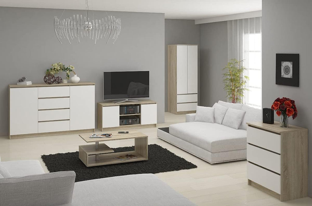 AKORD Commode K-160 avec 6 Tiroirs | Commode Classique pour La Chambre, Salon | Meuble de Rangement | L160 x H77 x P40 cm, Poids 70 kg