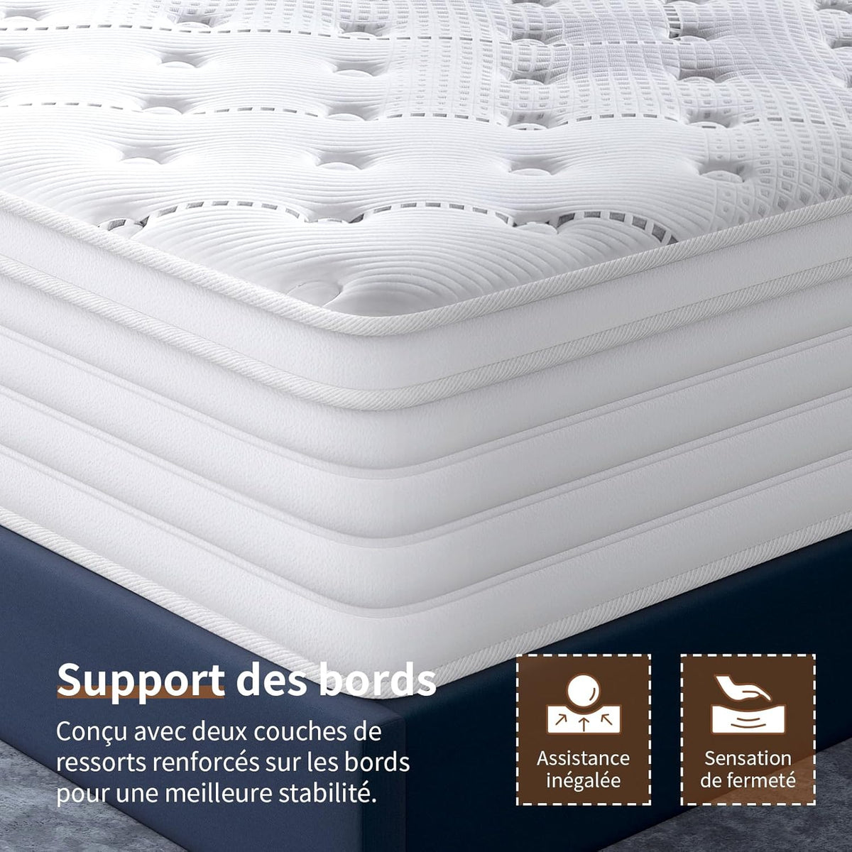 Queblox Matelas 160x200cm,Hauteur 28cm,Matelas en boîte,7-Zone Pocket Sprung Mattress,Fermeté Moyenne,Isolation des mouvements,Certifié Oeko-TEX​