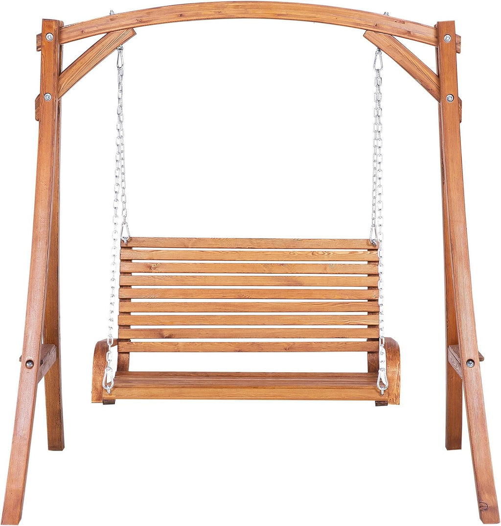 Balancelle de Jardin en Bois Foncé Assise Confortable et Élégante pour Terrasse au Style Campagne Beliani
