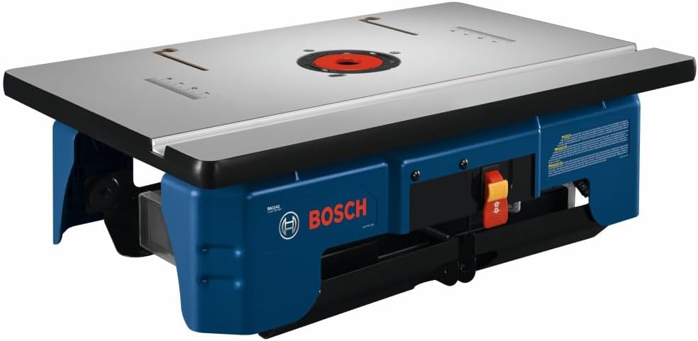 BOSCH Table de défonceuse portable RA1141 de 66 cm x 40,6 cm en MDF laminé avec port de tuyau d'aspiration de 6,3 cm