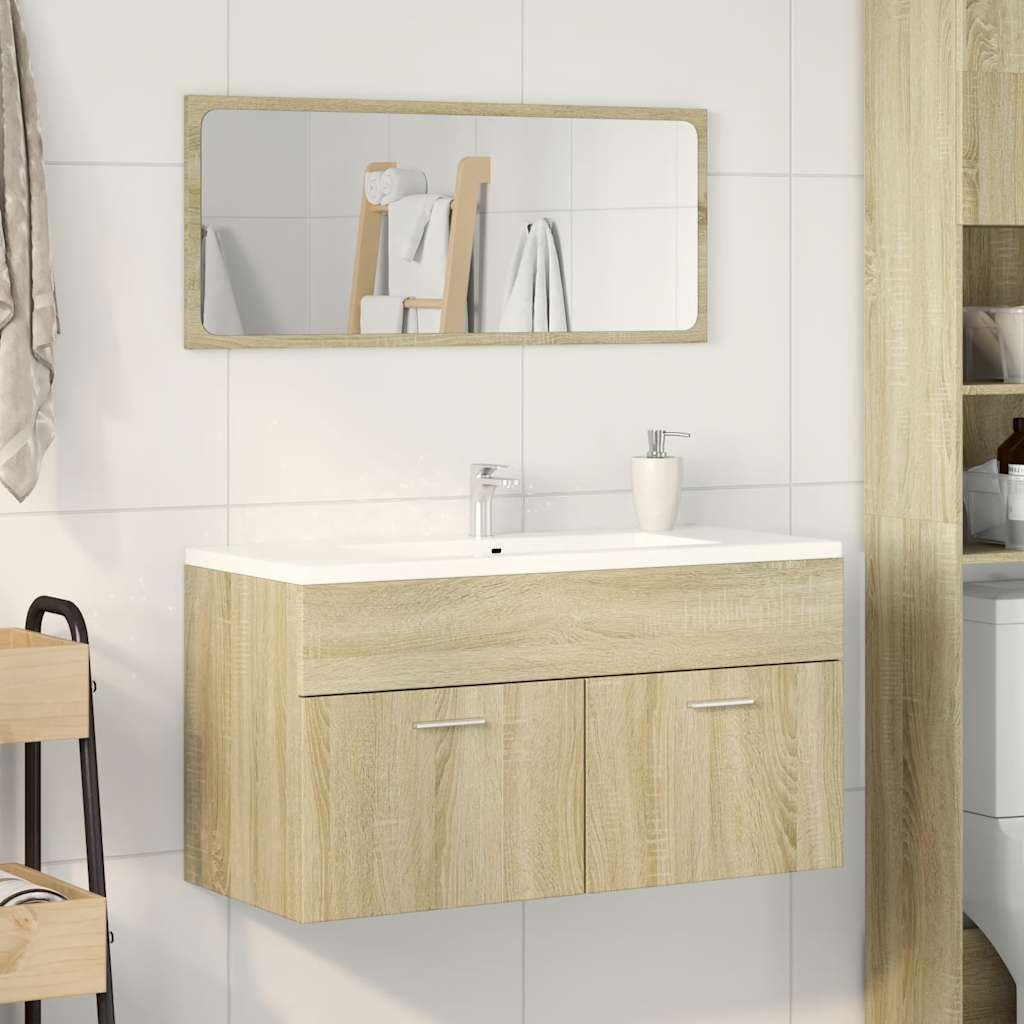 AJJHUUKI Ensemble de meubles de salle de bain - 2 pièces - En chêne Sonoma - Bois d'ingénierie