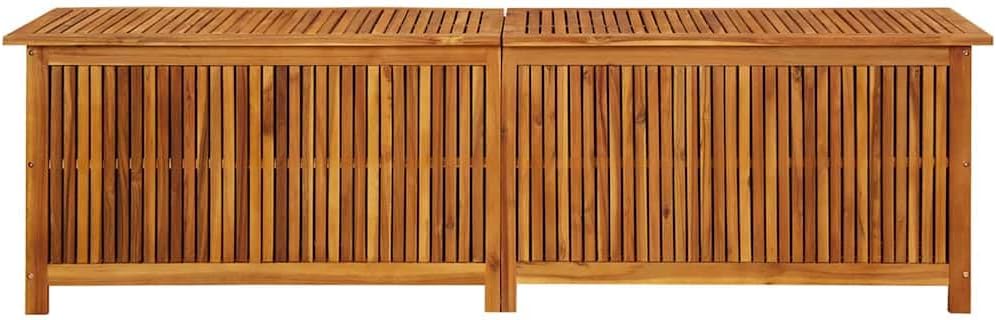 vidaXL Bois d'Acacia Solide Boîte de Rangement de Jardin Banc de Stockage Boîte d'Oreillers Coussins Couverture Extérieur 200x50x58 cm