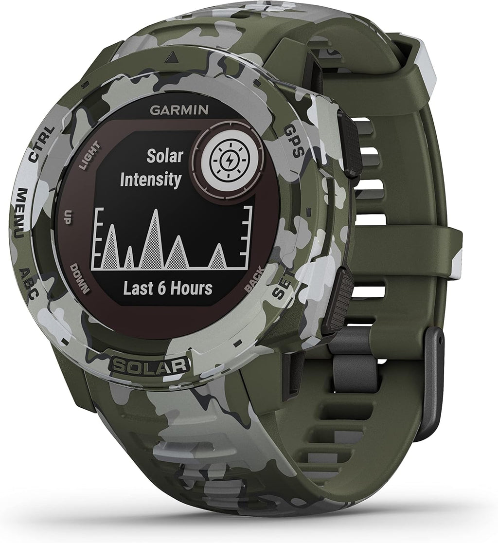 Instinct Solar Camo Edition - Montre GPS de plein air robuste avec chargement à l'énergie solaire - Lichen (Reconditionné)