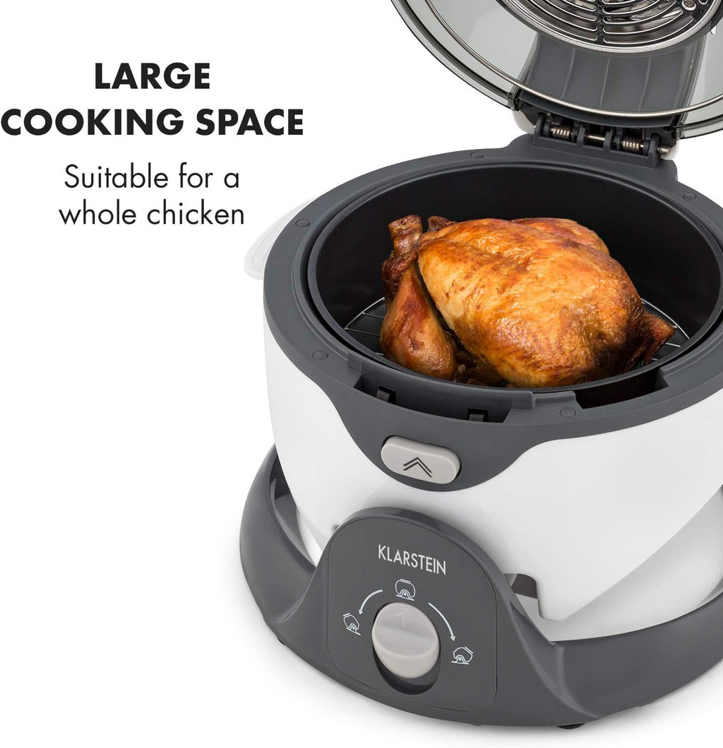 Klarstein VitAir Pommesmaster - Friteuse à air chaud, 1400 watts, Capacité de 6 litres, Cuisson sans huile, Poignée pratique, Grille pour cuire et rôtir, 50 à 240 C, Cuisson unique à 360°, Blanc