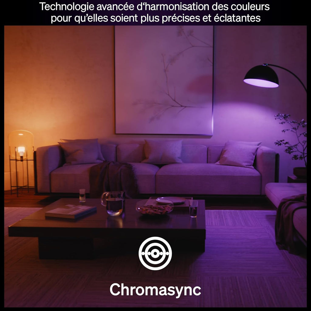 Hue Ampoule LED connectée A60, White and color, Culot E27, 6 W, Spectre complet 1000-2000 K, 810 lumens, Intensité variable, Compatible avec Alexa, Google Assistant et Home, pack de 4