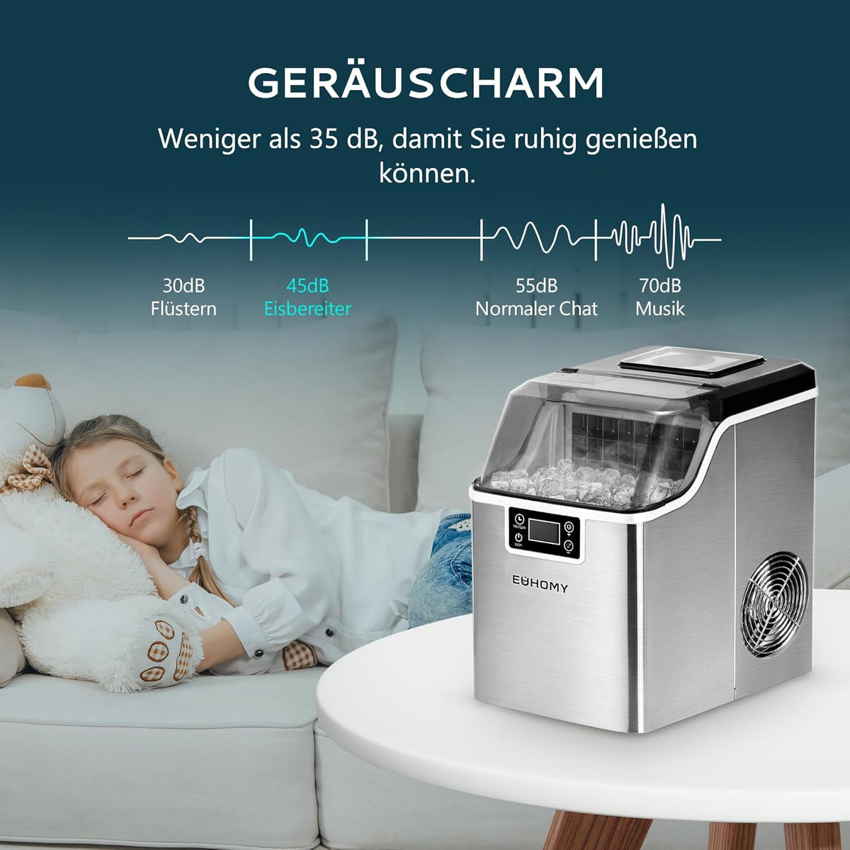 EUHOMY Machine à glaçons en acier inoxydable
