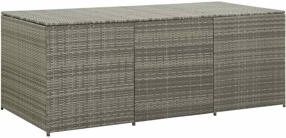 vidaXL Boîte de Rangement de Jardin Coffre de Rangement d'Extérieur Banc de Rangement Stockage Arrière-Cour Résine Tressée 180x90x70 cm Gris