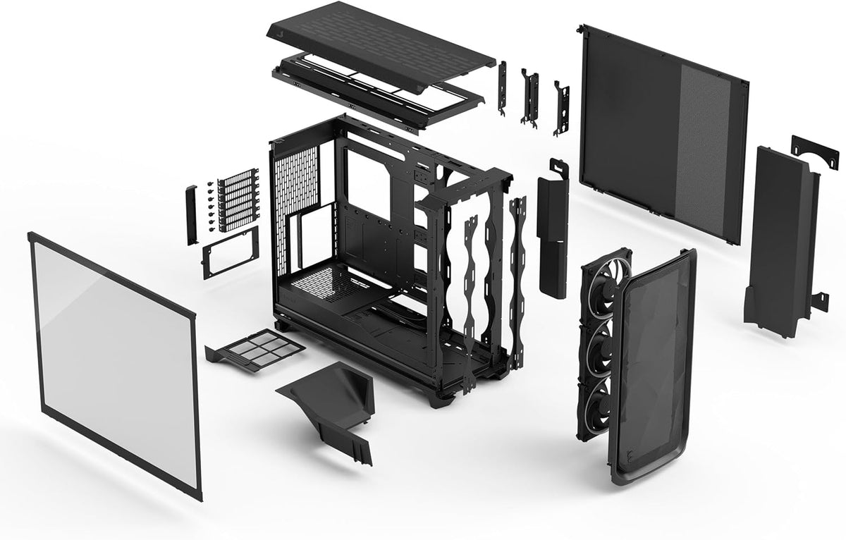 Fractal Design Meshify 3 XL Black RGB - Grand boîtier PC Gaming avec Verre trempé et Ventilation élevée, intérieur spacieux, 3 Ventilateurs ARGB, Support E-ATX, GPU 512mm