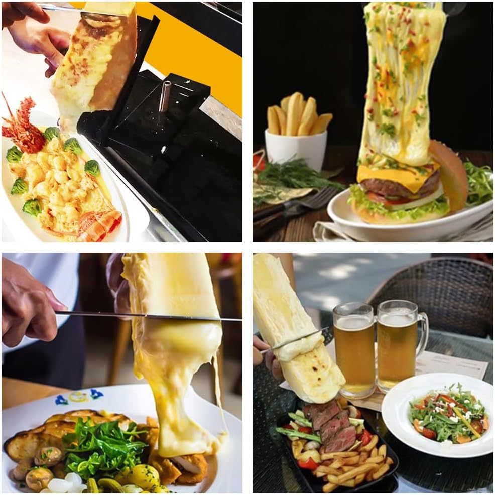 Appareil à Raclette Grille à Raclette Plaque à Raclette au Fromage Rotatif et Réglable 750W Distributeur de Fromage Nacho Angle Réglable Chauffage Rapide