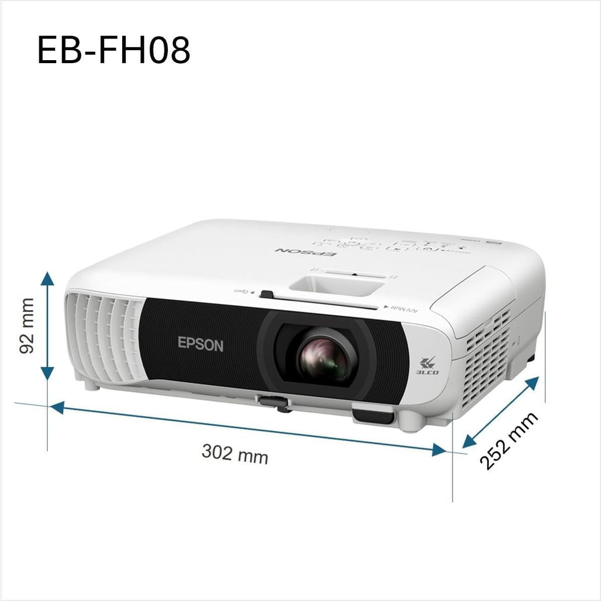 EB-FH08 3-LCD Video projecteur 337 pouces (8,56 m) 3.600 Lumens 1080p Full HD