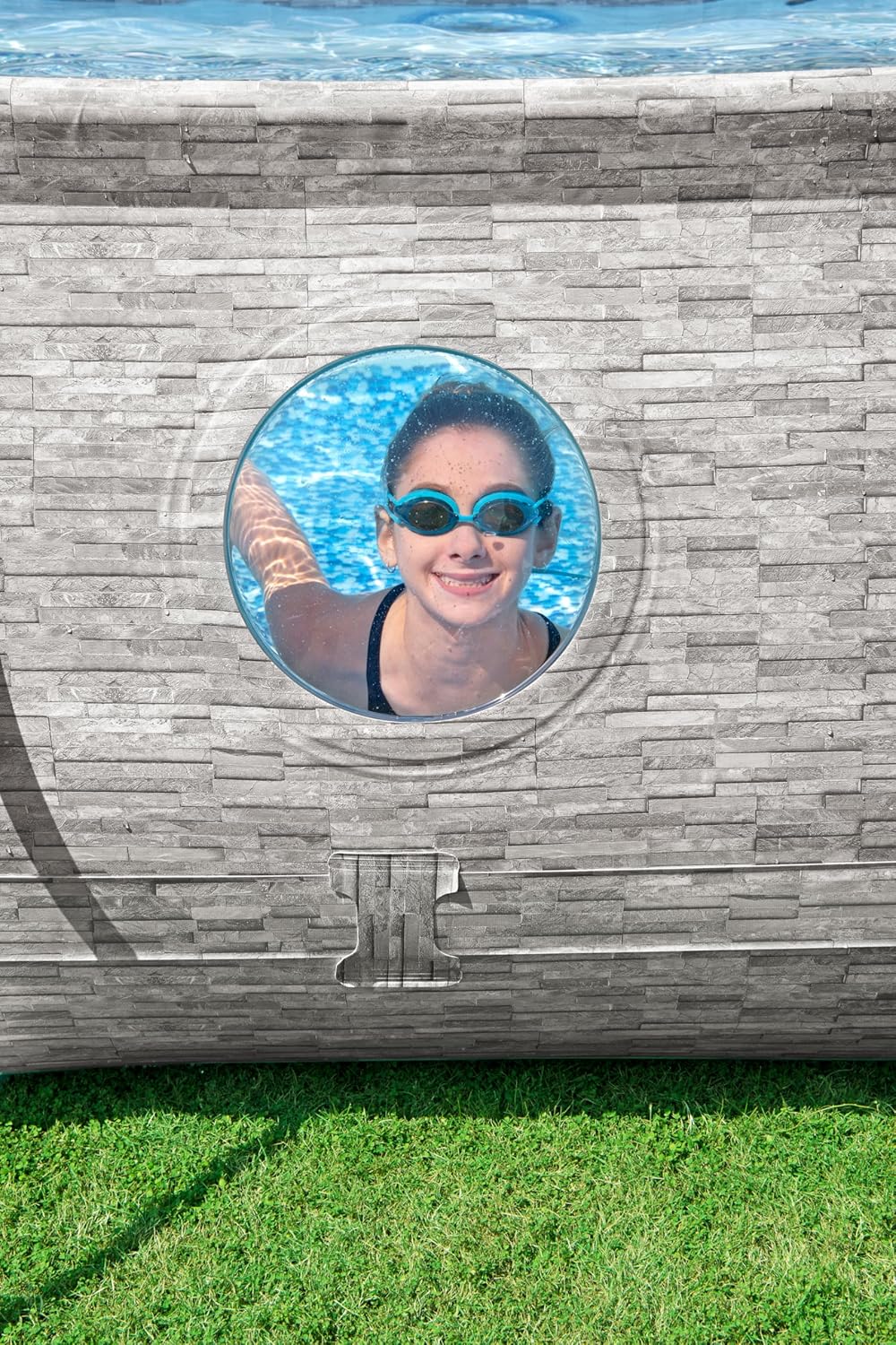 Bestway Power Steel Swim Vista Series Pool Kit Complet Ovale avec Filtre à Sable, échelle de sécurité et bâche 488 x 305 x 107 cm