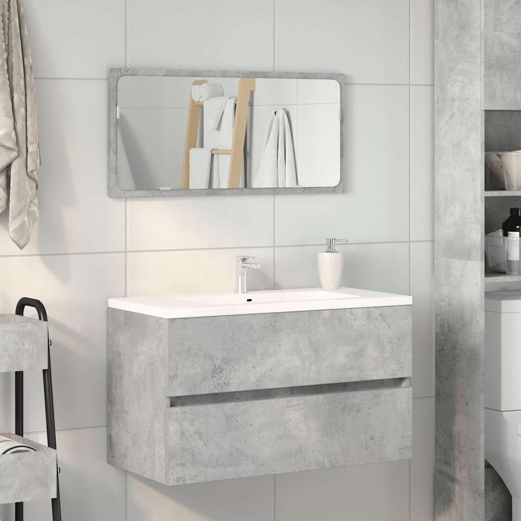 BOWEKAM Meubles, ensembles de meubles, ensembles de meubles de salle de bain, armoire de salle de bain avec miroir, béton gris, bois d'ingénierie