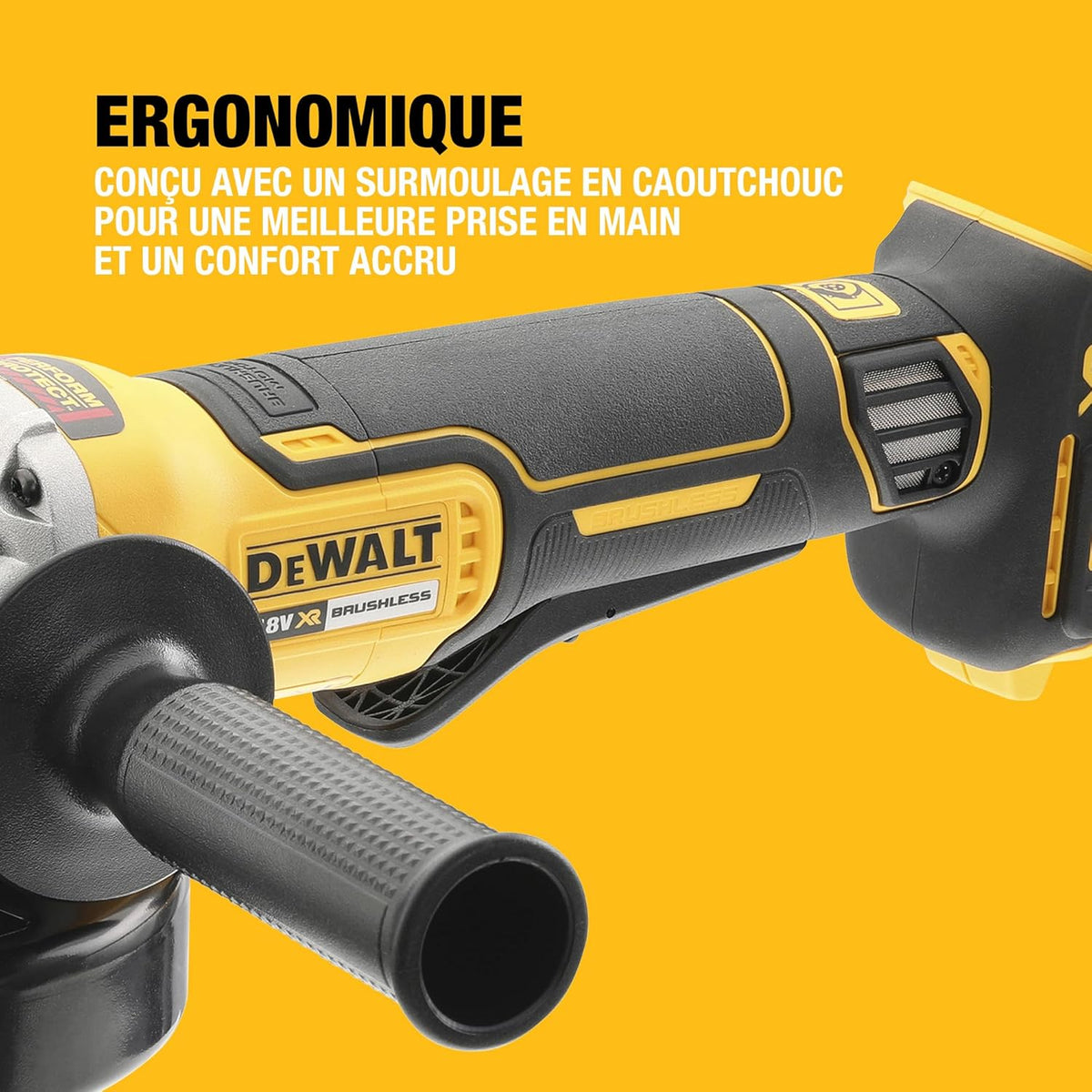 Meuleuse d'angle Brushless XR 18V 125mm, à interrupteur à palette, avec poignée latérale et coffret TSTAK, livré sans batterie, DCG406NT-XJ