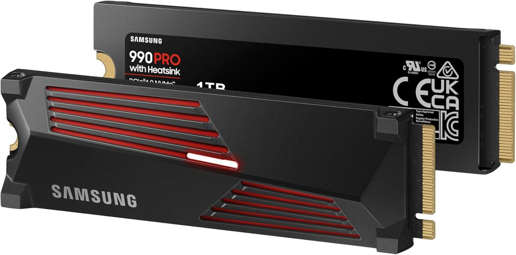 SSD Interne 990 PRO avec dissipateur, NVMe M.2 PCle 4.0, 1 To, Vitesse de lecture jusqu'à 7 450 Mo/s, Gestion Intelligente de la chaleur, MZ-V9P1T0CW