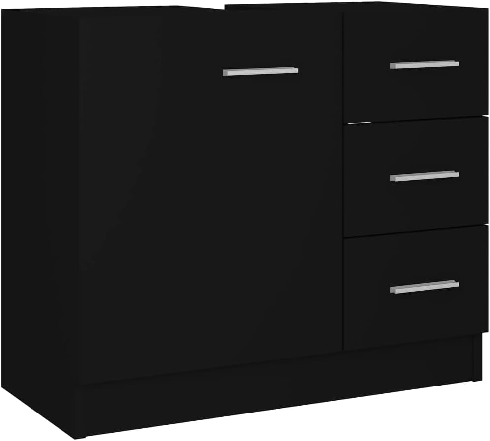 BOWEKAM Meubles, ensembles de meubles, ensembles de meubles de salle de bain, meuble d'évier noir, 63 x 30 x 54 cm, bois d'ingénierie