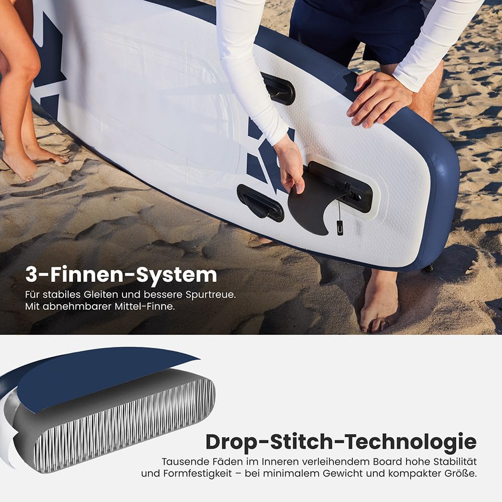 HOME DELUXE Planche de Stand up Paddle - Taille S, Bleu Sup Gonflable pour lac, mer et rivière