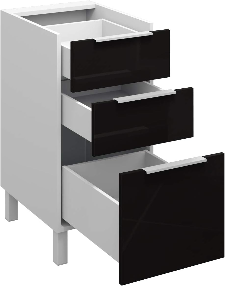 BERLIOZ CREATIONS Caisson de Cuisine avec tiroirs amortis, Panneaux de Particules, 40 x 83 x 51,6 cm, Fabrication 100 Française