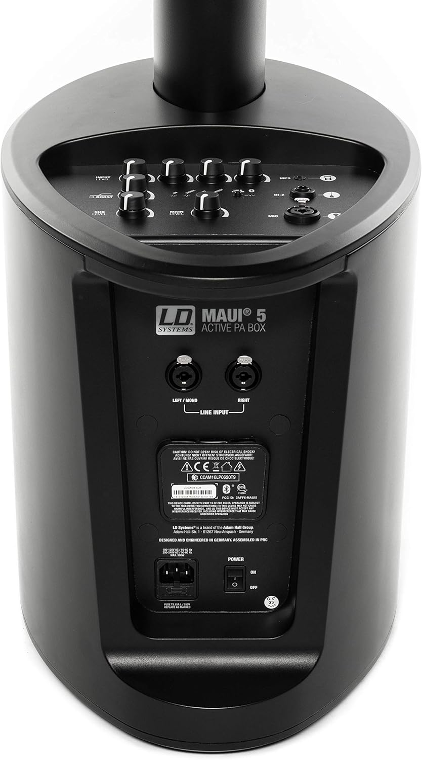 LD Systems MAUI 5 - Système sono colonne ultra-portable avec mixeur intégré et Bluetooth