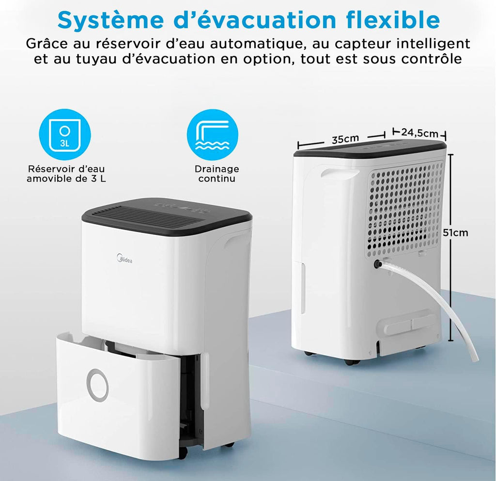 MIDEA Déshumidificateur d air Anti Moisissure 20L - WIFI/APP, Purification electrique, Adsorbeur d'humidité auto, Mode Séchage du Linge & Anti-Condensation - Dehumidifier Idéal pour 50m²