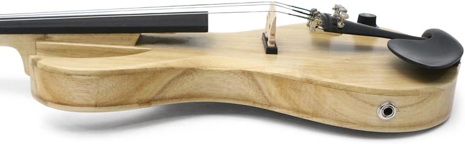 Yinfente Violon électrique à 5 cordes 4/4 en bois massif pour débutant avec étui, archet, chiffon de nettoyage, colophane