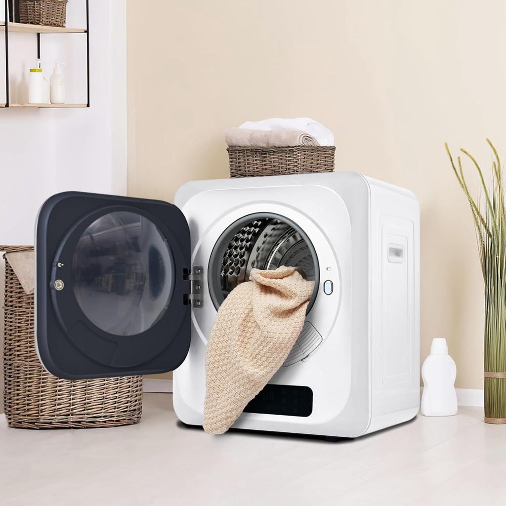 Merax Sèche-linge mural inox 3 kg (jusqu’à 4 kg) 850 W – 6 programmes & 6 fonctions, multi-filtration, protection surchauffe, montage mural - Blanc