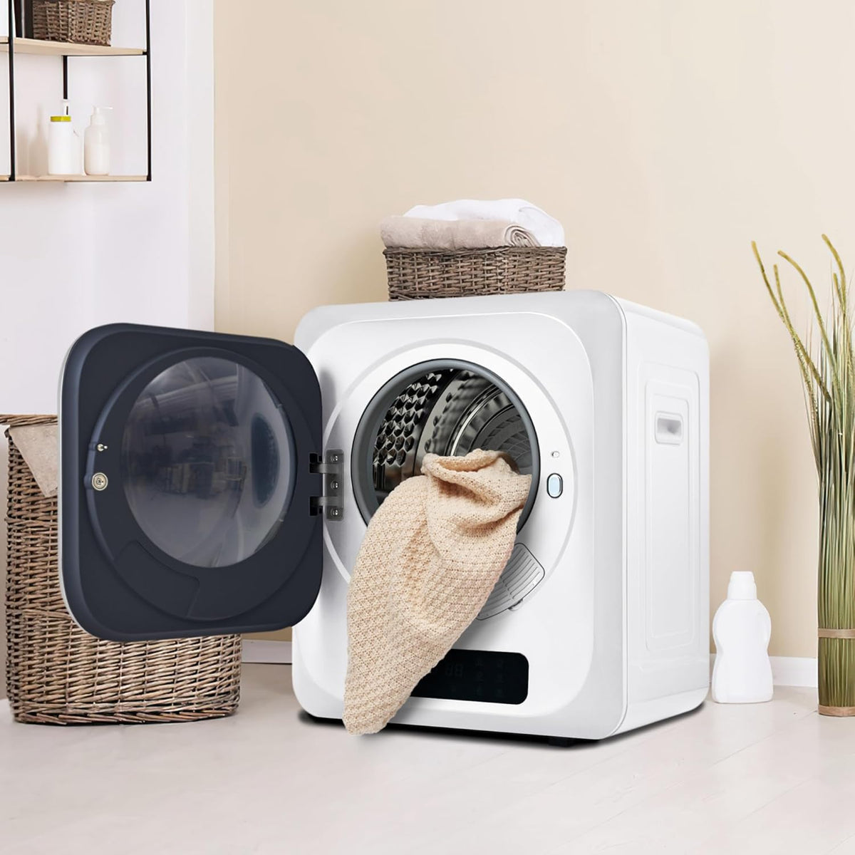 Merax Sèche-linge mural inox 3 kg (jusqu’à 4 kg) 850 W – 6 programmes & 6 fonctions, multi-filtration, protection surchauffe, montage mural - Blanc