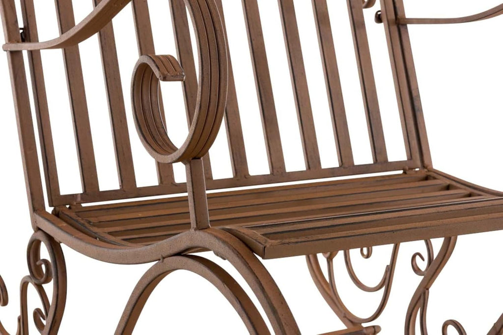 CLP Lot De 2 Fauteuils A Bascule en Fer Forgé Smilla I Rocking-Chair D'Extérieur avec Dossier Haut Et Accoudoirs, Couleur:Marron