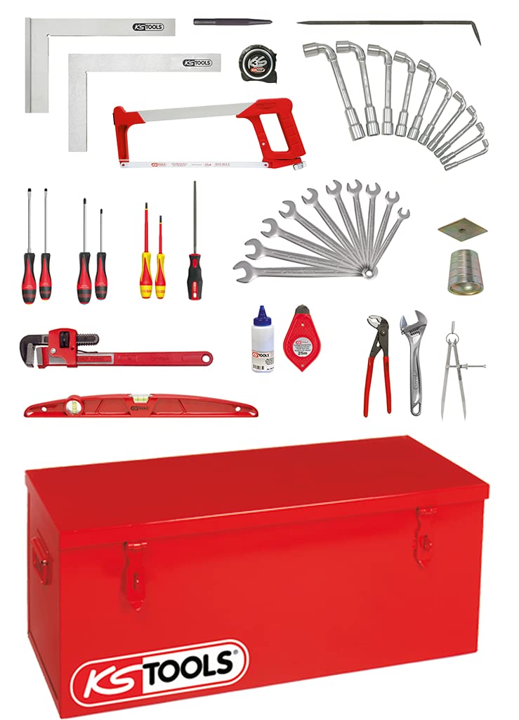 KS outils 911.0042 - Caisse à outils moteur chaudronnier - Coffre de chantier sans plateau inclus - Equipée de 42 outils