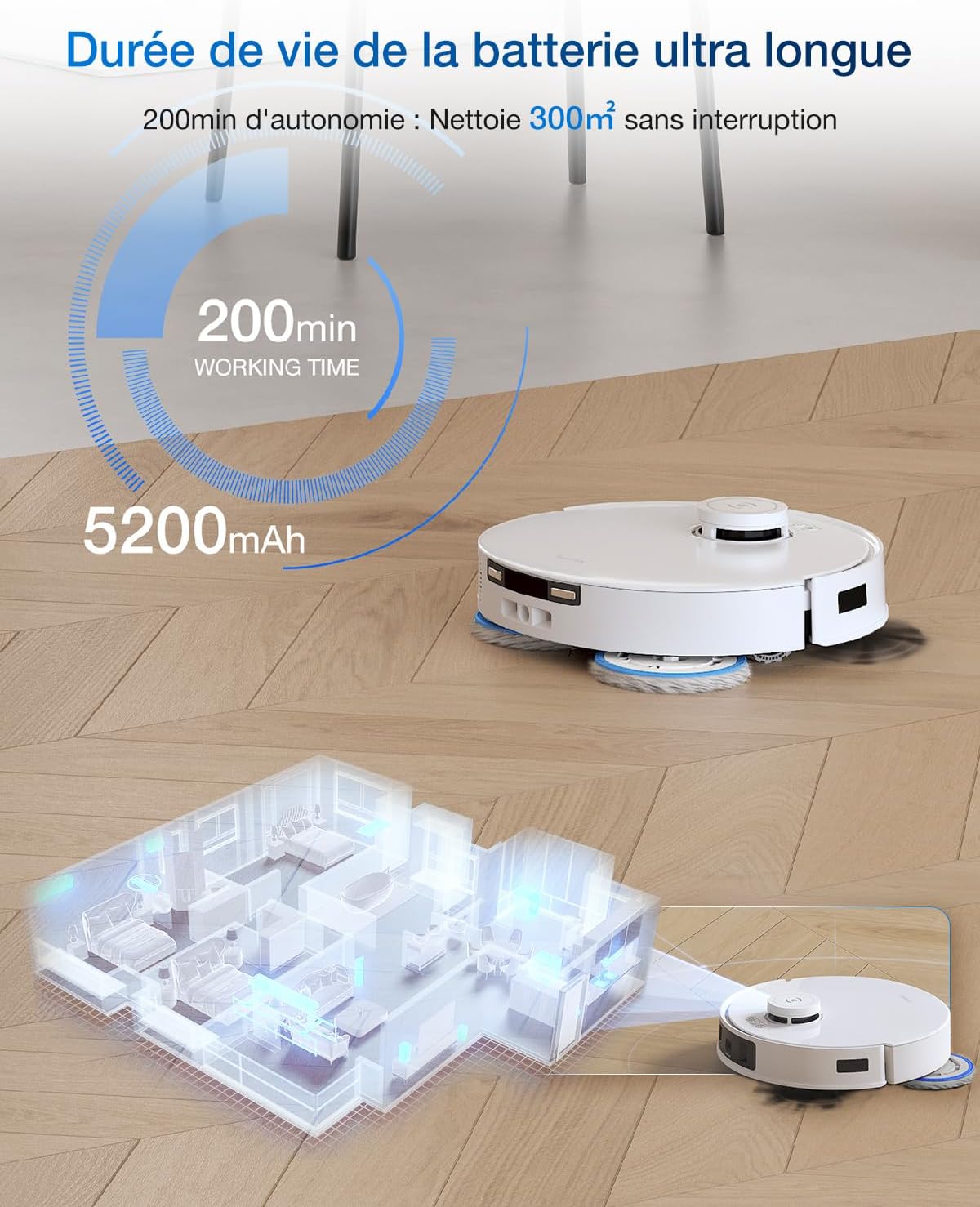 ECOVACS DEEBOT T30C Pro Omni Robot Aspirateur Laveur avec Station Omni, 12800Pa Aspiration, Brosse ZeroTangle 2.0, Nettoyage TruEdge, Auto-Vidange, Séchage 45°C, 200min Autonomie, Assistant YIKO